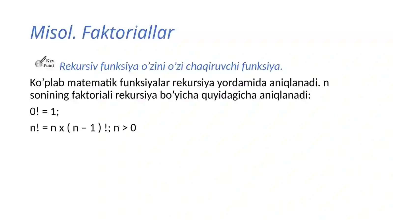 Rekursivfunksiyalar bilan ishlash 4