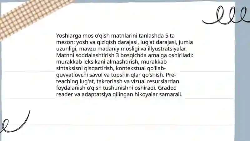 O'qishni rivojlantirish uchun o'qutuvchilar uchun dars materiallarini tayyorlash 4