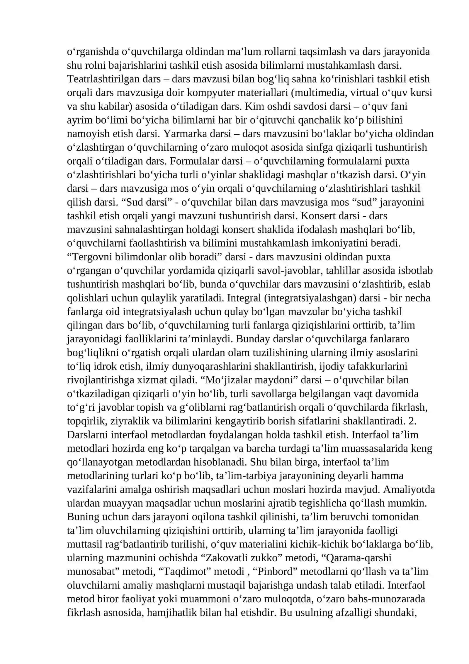 Zamonaviy dars kombinatsiyalari. Zamonaviy o`quv mashg`ulot texnikasi 4