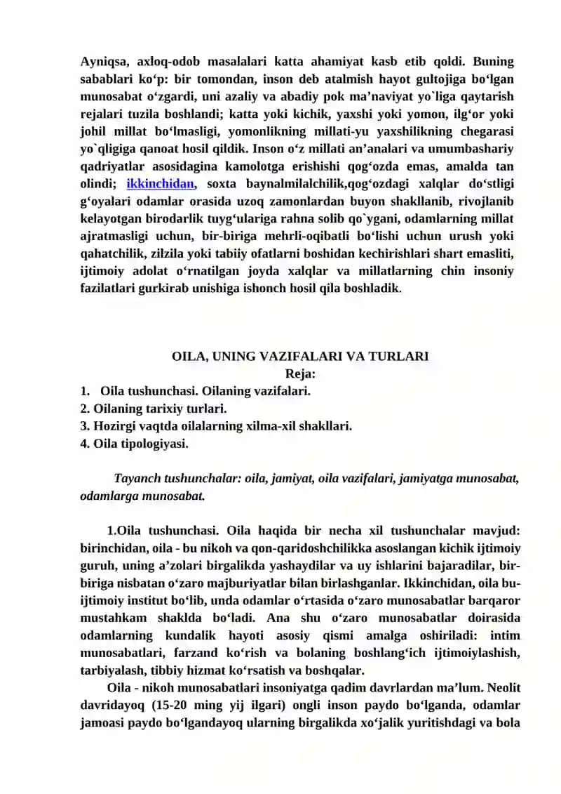 O‘ZBEKISTONDA OILA PEDAGOGIKASI FANINING RIVOJLANTIRISHNING IJTIMOIY-IQTISODIY, ME’YORIY-HUQUQIY ASOSLARI 4