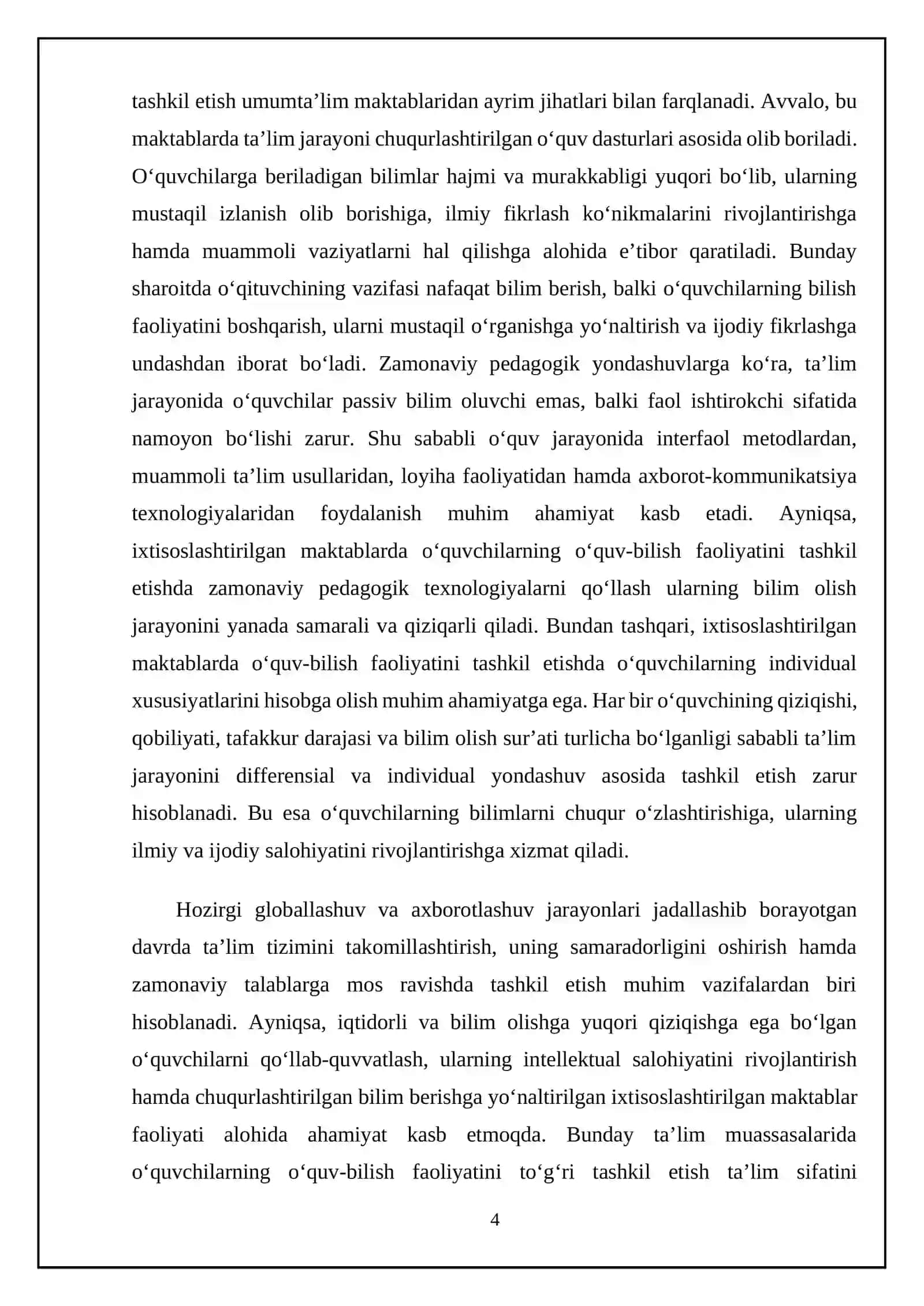 Ixtisoslashtirilgan maktabda o'quv-bilish faoliyatini tashkil qilish va amalga oshirish xususiyatlari 4