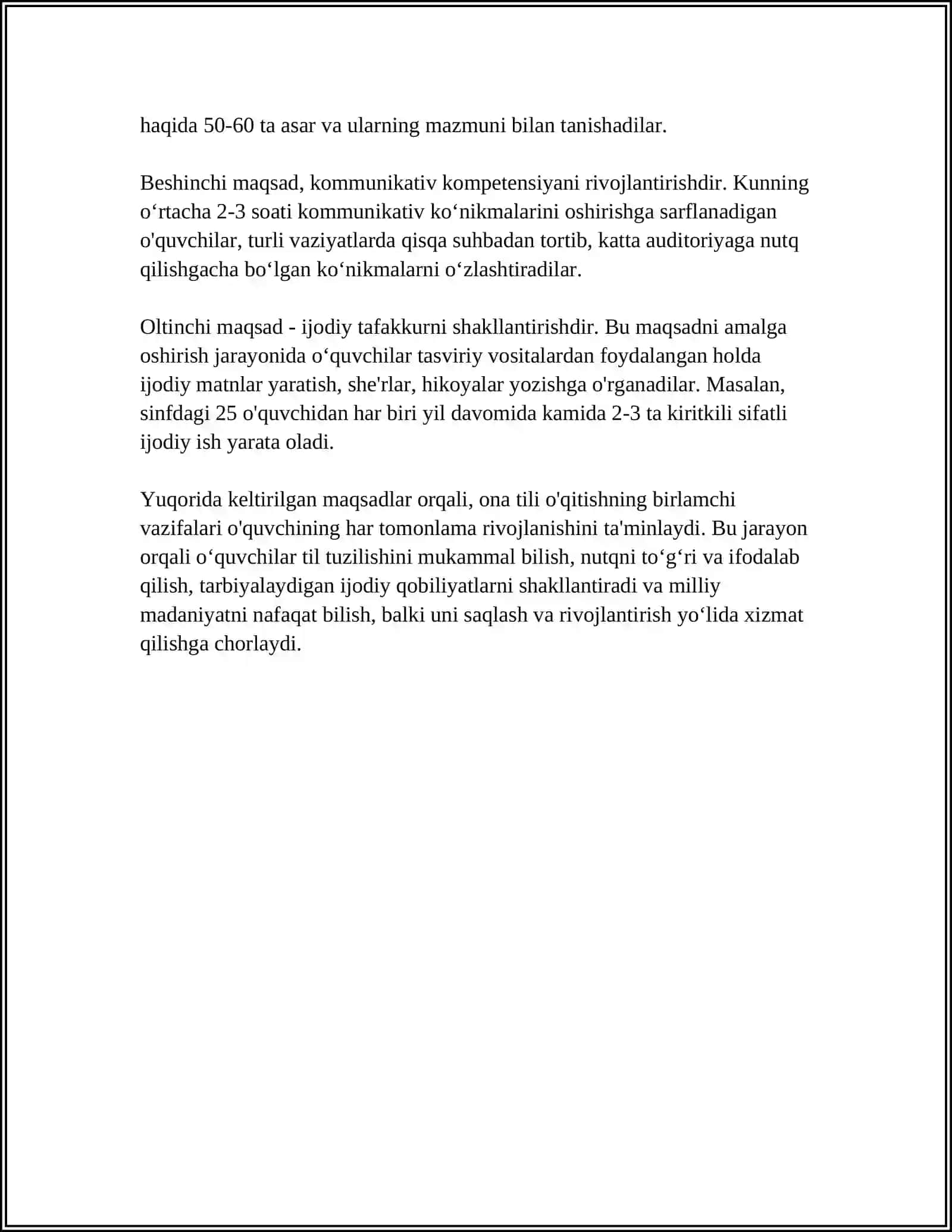 ONA TILI O’QITISH METODIKASI FANINING MAQSAD VA VAZIFALARI 4