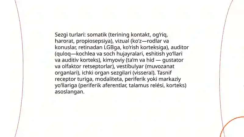 Sezgilar haqida umumiy tushuncha hamda uning nerv-fiziologik asoslari 4