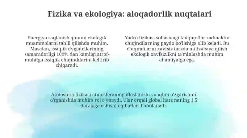 Ekologik muommolarni fizika va astronomiya taʼlimida yoritish 4