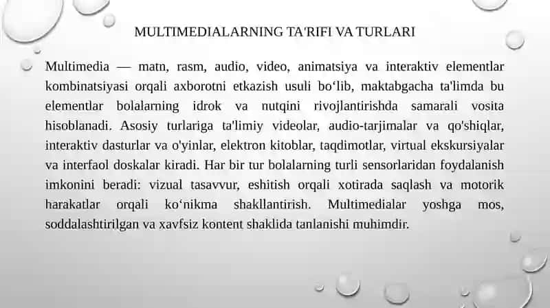 Maktabgacha talim tashkilotlarida multimedialardan foydalanish 4
