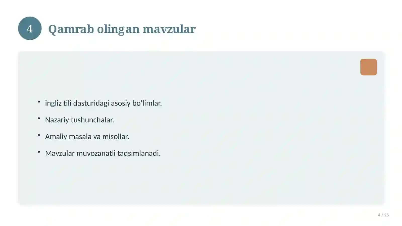 Ingliz tili fanidan 10-sinf test savollari to'plami 4