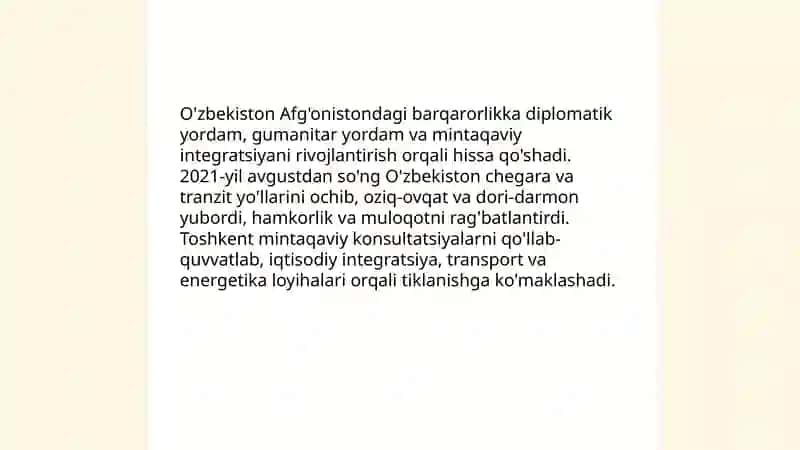 O'zbekistonning Markaziy Osiyoda tinchlik va barqarorlikni ta'minlqshdagi o'rni 4