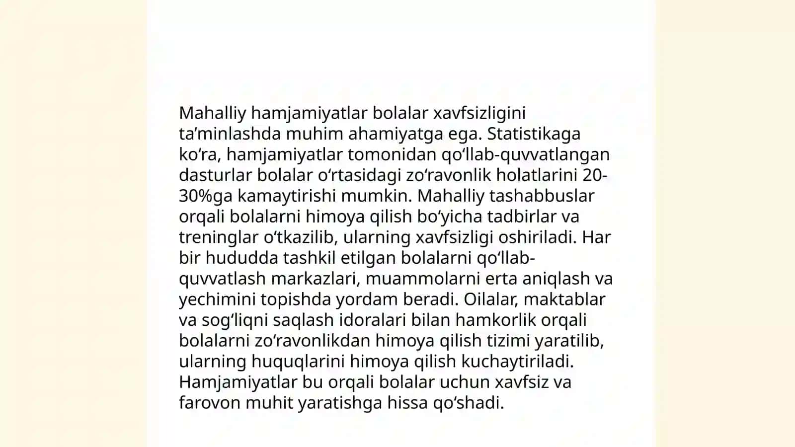 Bolalar xavfsizligini ijtimoiy qoʻllab-quvvatlash tizimilarini oʻrganish 4