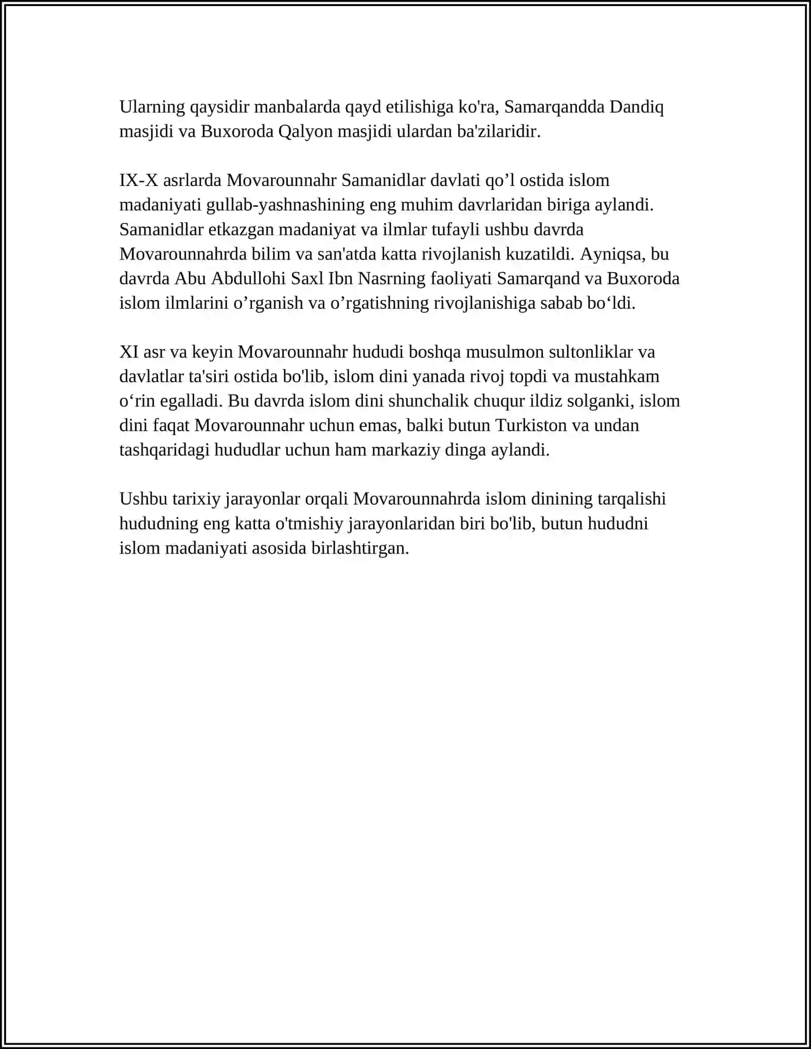 MOVARAUNNAHIRDA ISLOM DININING TARQALISHI VA MADRASA TA'LIMI SHAKILLANISHINING ISHTIMOIY MADANIY HAYOTGA TASIRI 4