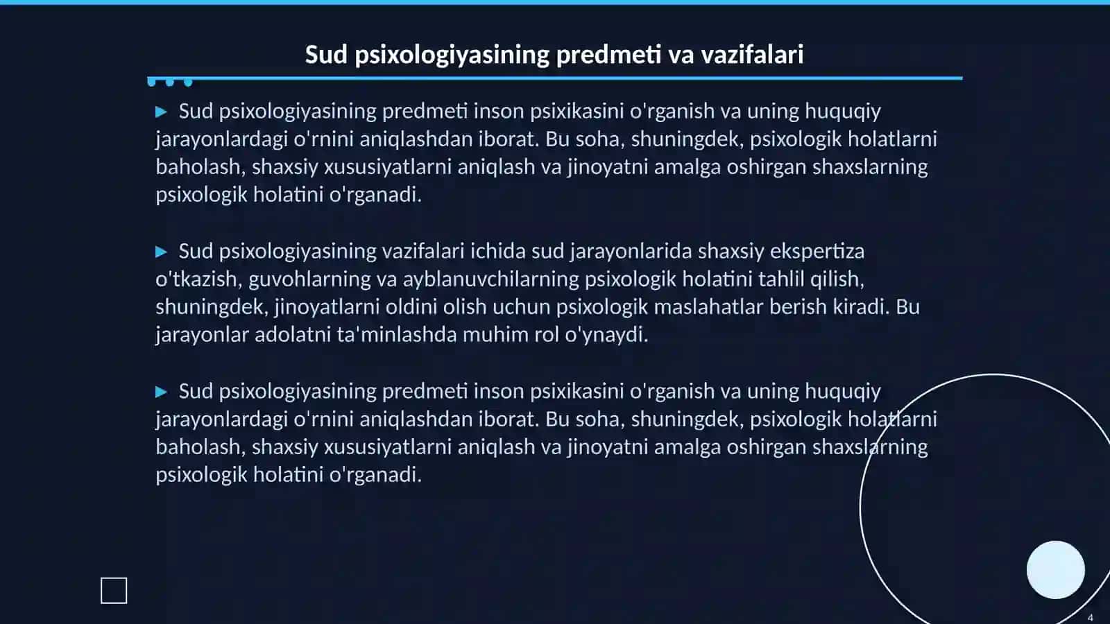Sud psixologiyasi va psixiatriyasiga kirish 4
