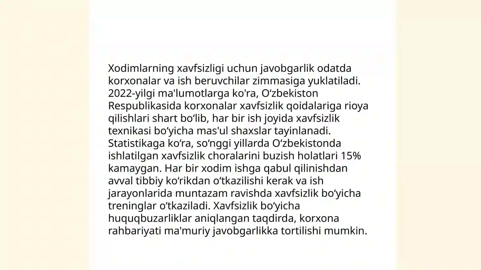 Mehnat muhofazasi bo'yicha qonuniy talablar 4