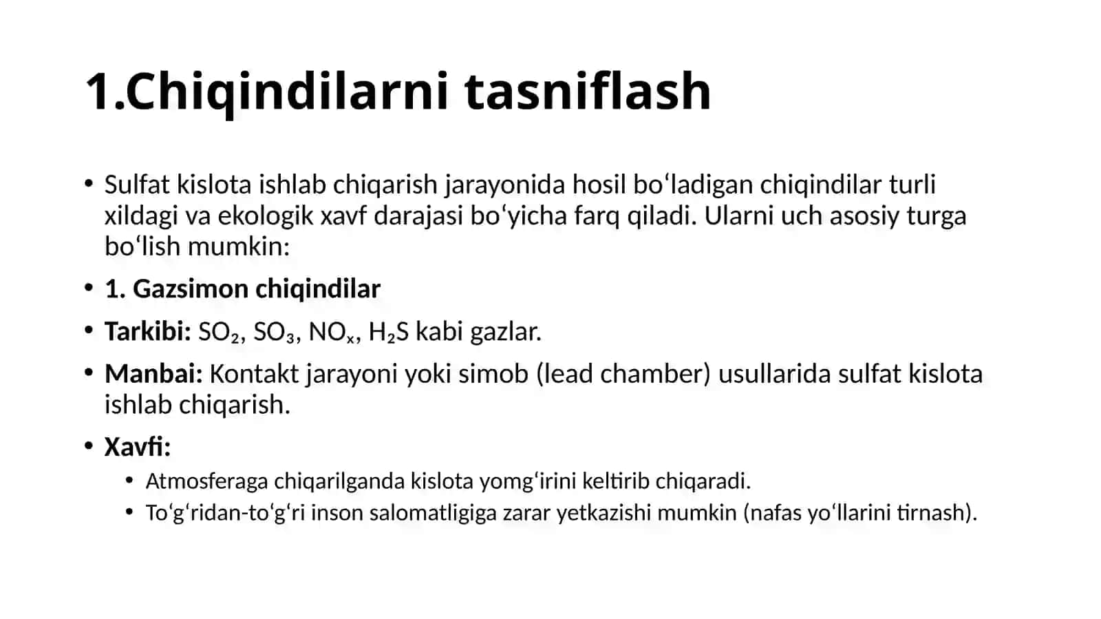 Sulfatkislotaishlabchiqarishdahosilbo’lganchiqindilarniqaytaishlash 4