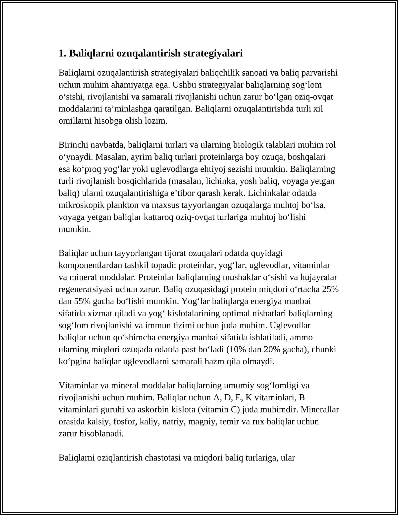 TURLI HIL BALIQLARNI QOʻSHIMCHA OZIQLANTRISH VA TUTISH USULLARI 4