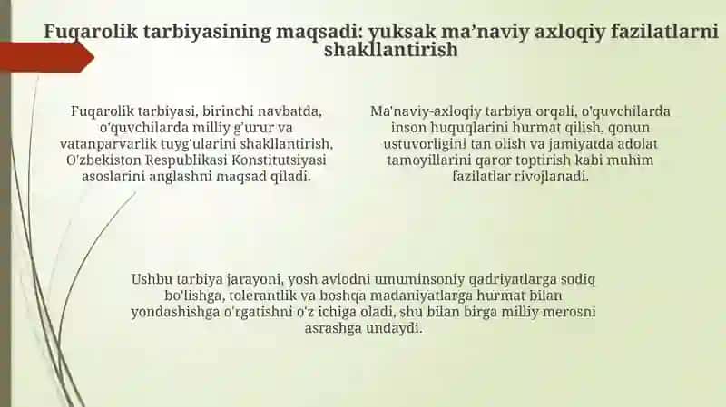 Fuqarolik tarbiyasi oʻquvchilarning yuksak maʼnaviy axloqiy tarbiyasi 4