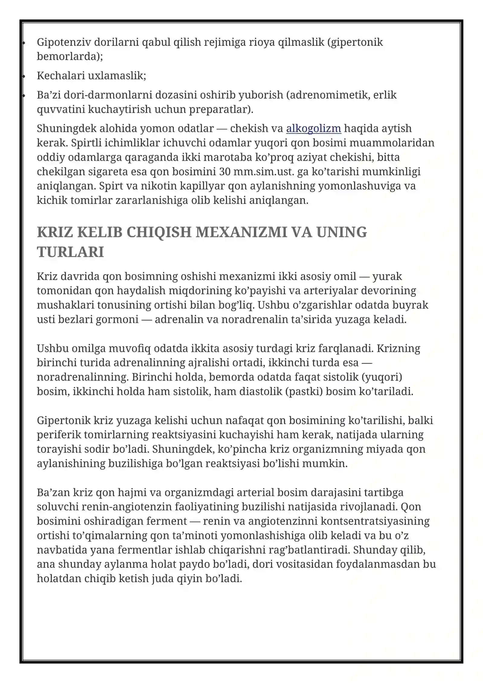 GIPERTONIK KRIZ — SABABLARI, BELGILARI, DAVOLASH, BIRINCHI YORDAM KO’RSATISH, OLDINI OLISH 4