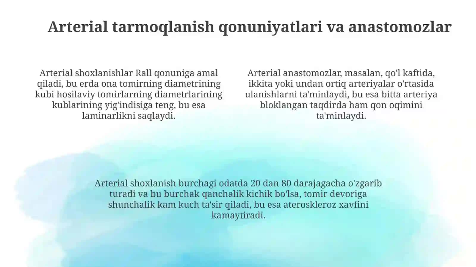 Arterialarning tarqalish qonuniyatlari 4