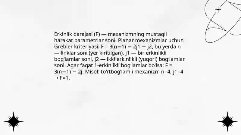 Mexanizmlarning kinematik analizi va kinematik analiz usullari 4