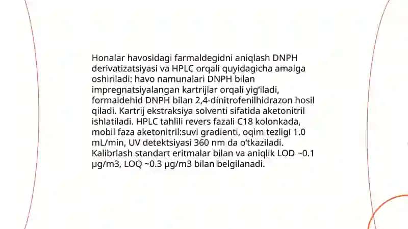 Honalar havosidagi farmaldegid moqdorini aniqlash 4