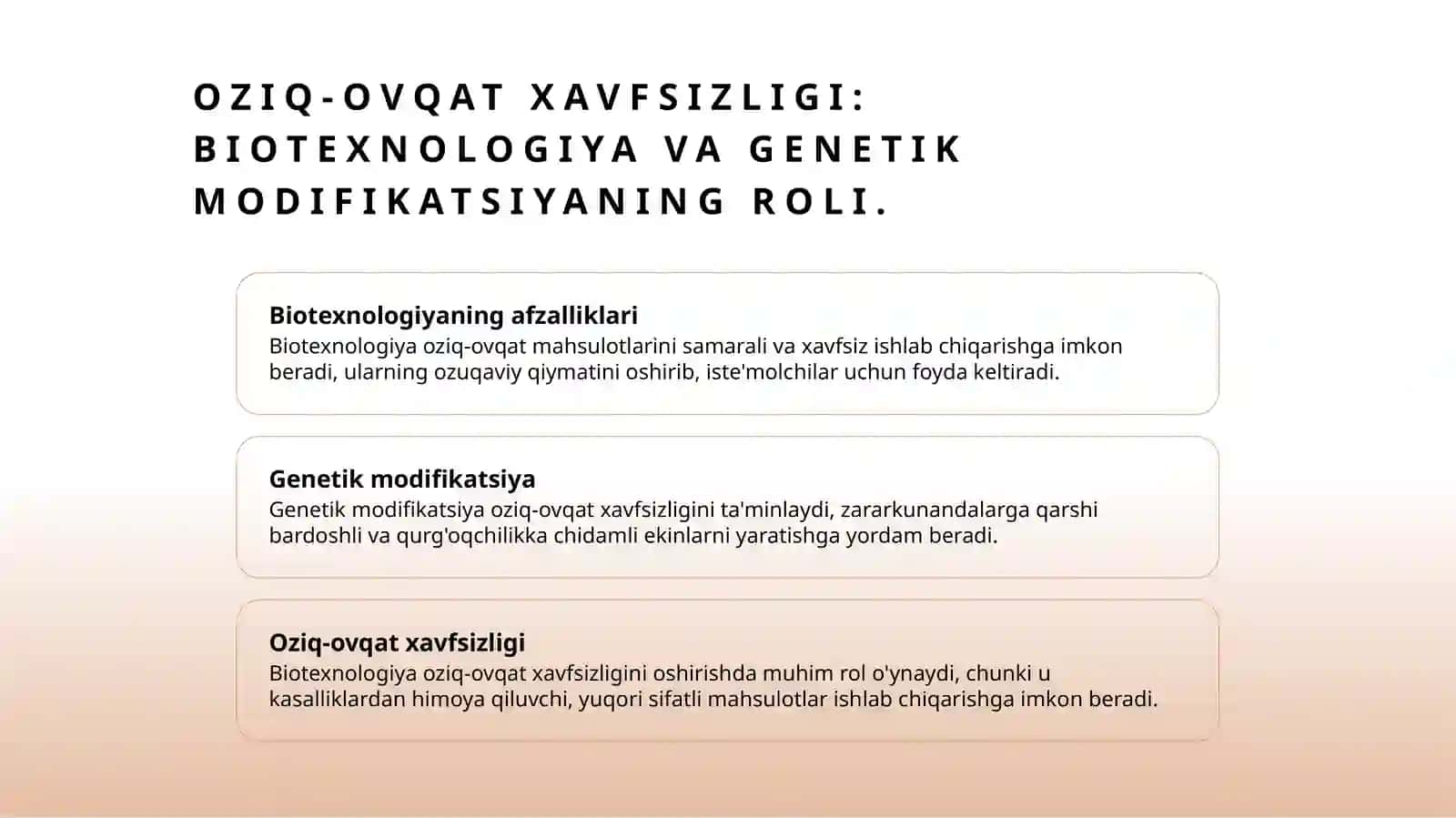 Biotexnalogik usulda olingan oziq ovqat mahsulotlarini genetik xavfsizligi 4