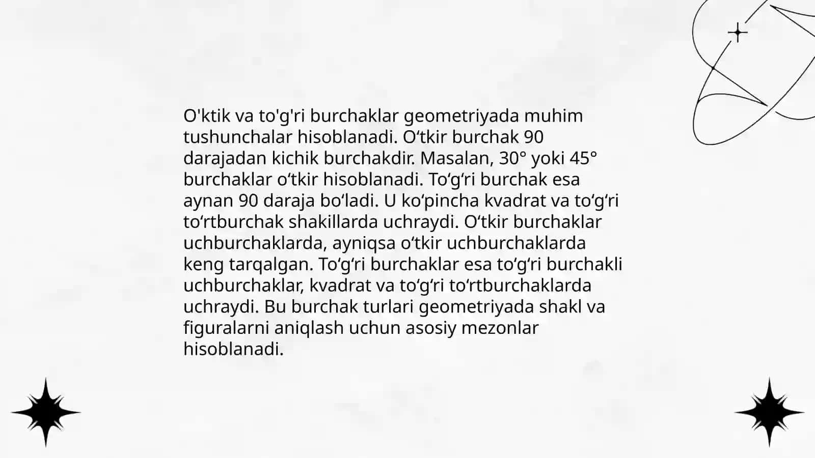 Burchak o‘lchovlari asoslari 4