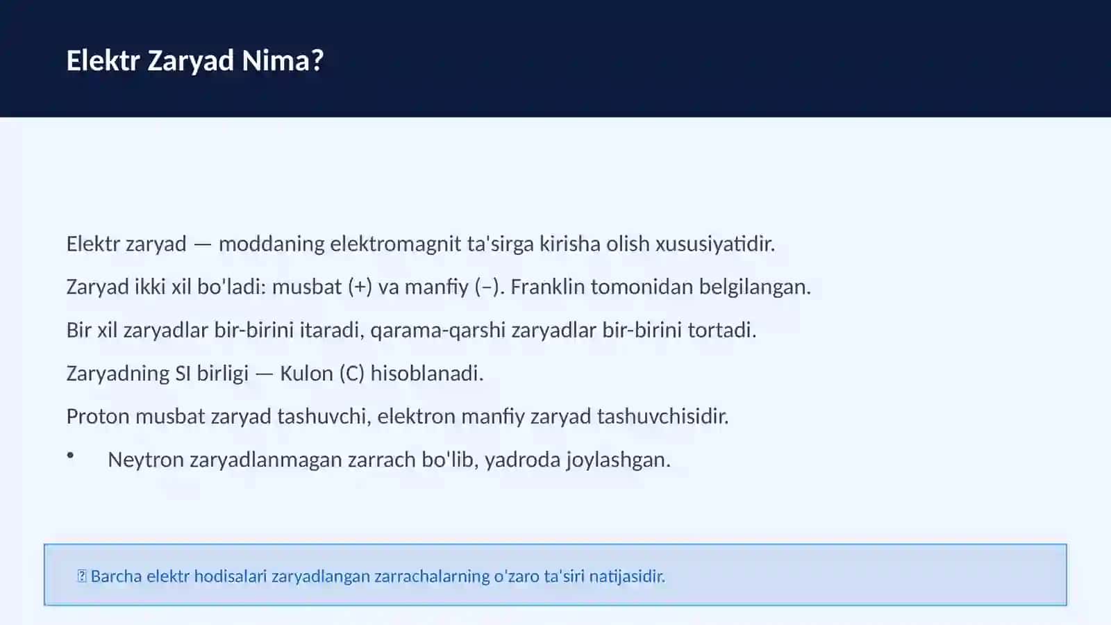 ELEKTROSTATIKA Kulon Qonuni va Elektr Maydon 4