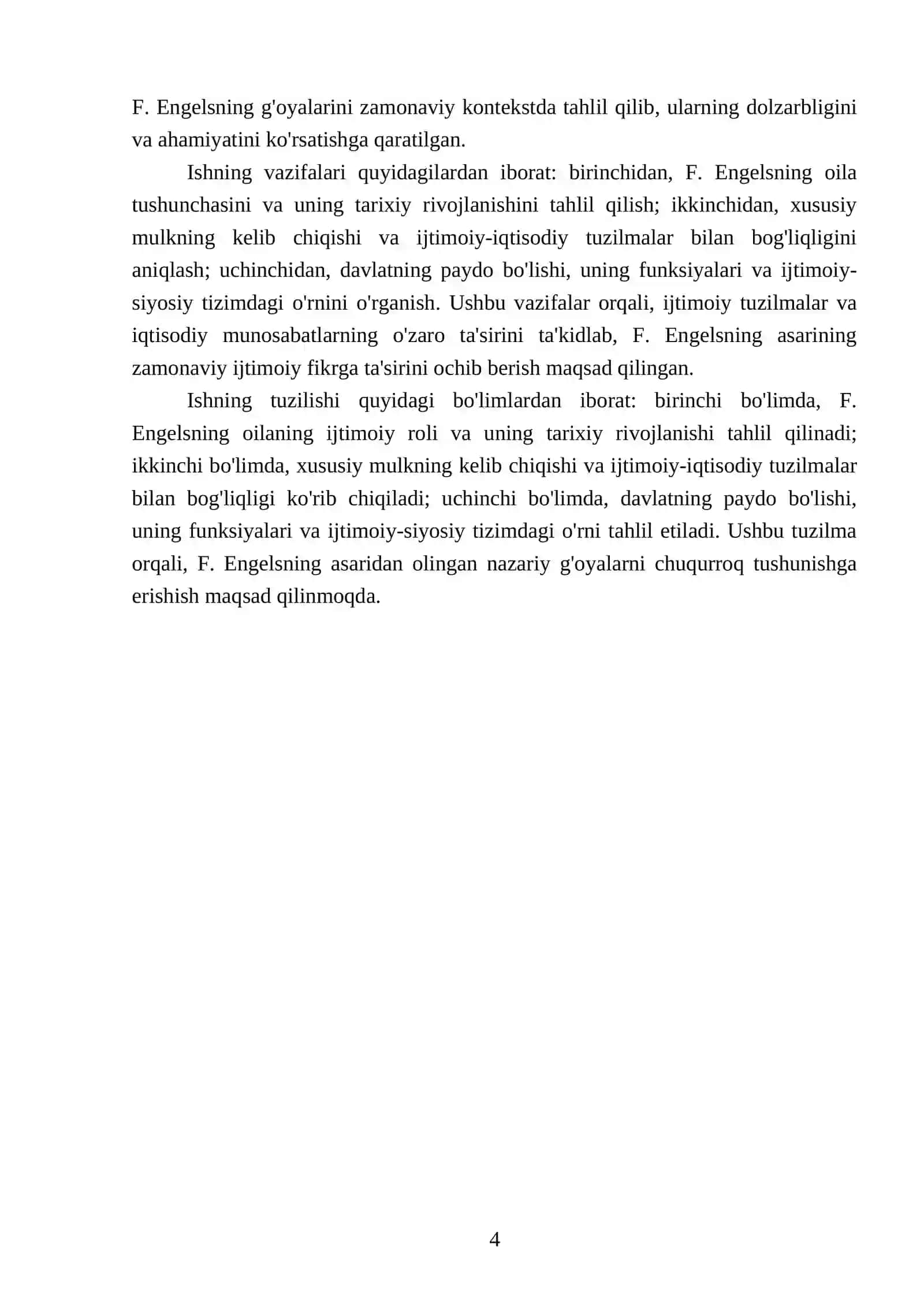"F.Engelsning "Oila, xususiy mulk va davlatning kelib chiqishi"ni ijtimoiy- falsafiy tahlil etib bering" 4