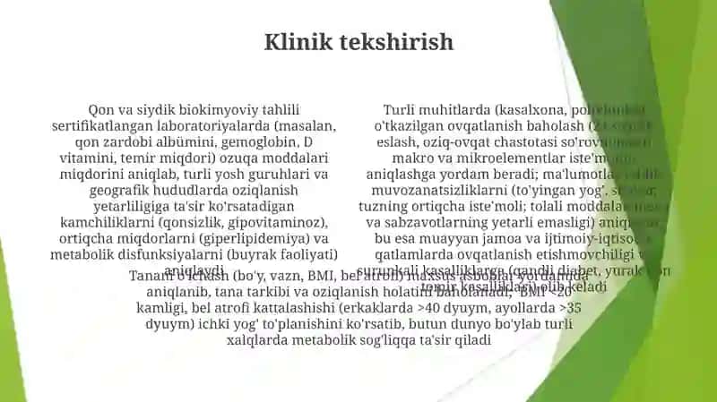 Oziqlanishning adekvatligini o'rganish va baholash 4