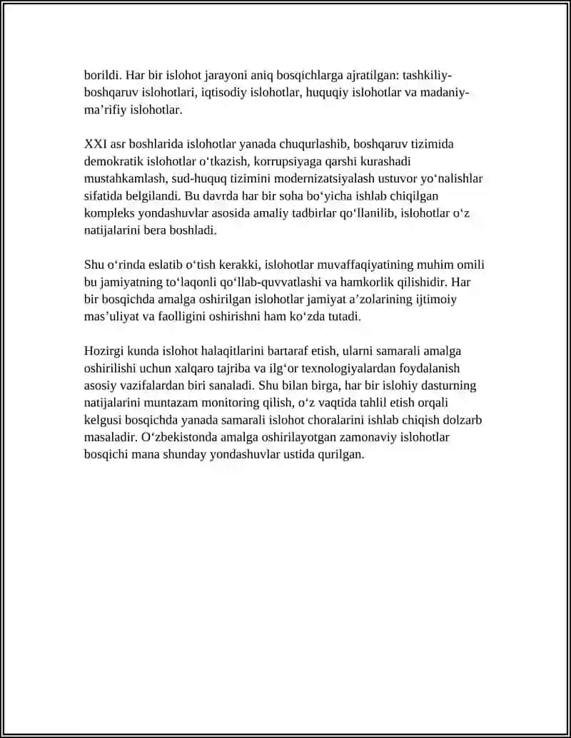 ISLOHAT BOSQICHLARIGA OID QARASHLAR MAVJUD 4