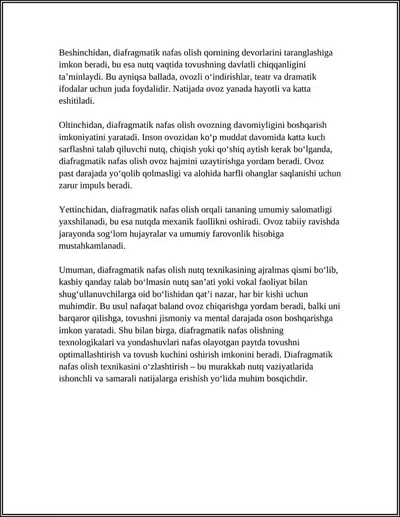 NUTQ TEXNIKASI: NAFAS OLISH VA TOVUSH 4