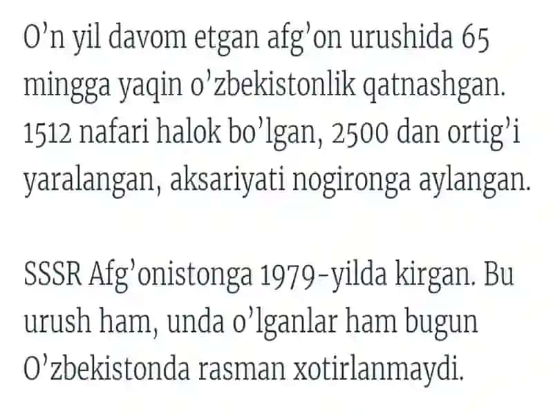 1979-1989-yillarda bo‘lib o‘tgan Afg‘on urushining O‘zbekiston iqtisodiyotiga ta'siri. 4