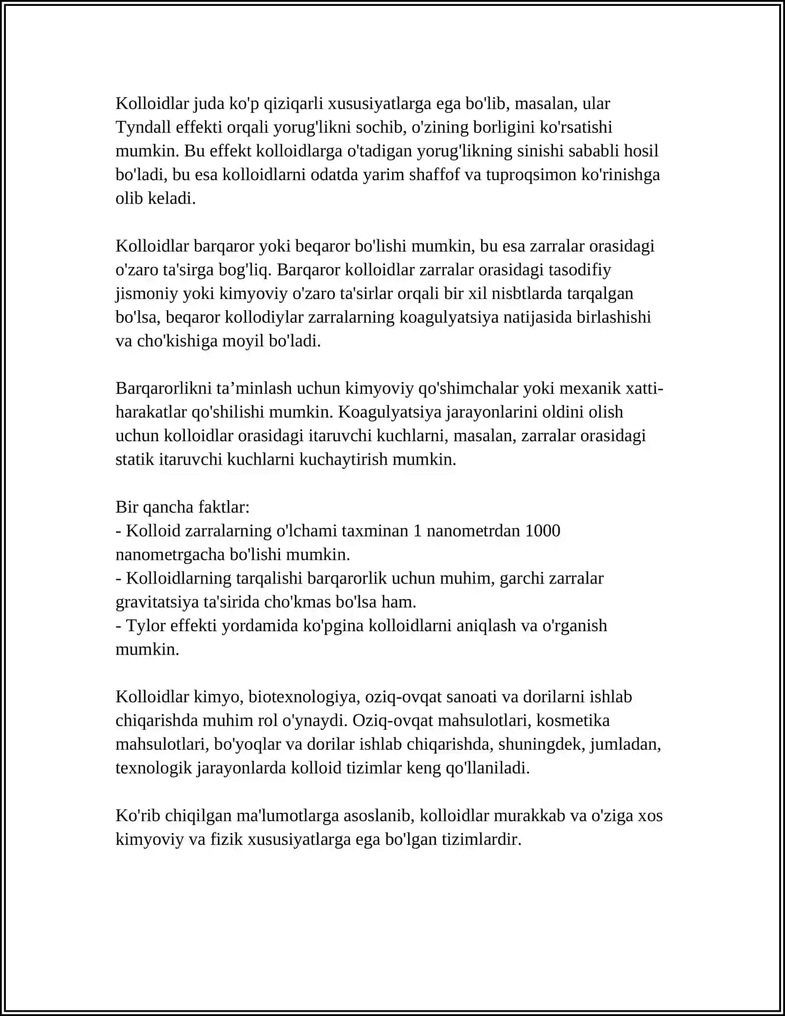 DAG'AL-DISPERS SISTEMASI XODISALARI VA ULARNING TIBBIYOTDA VA FARMAKOLOGIYADA ISHLATILISHI 4