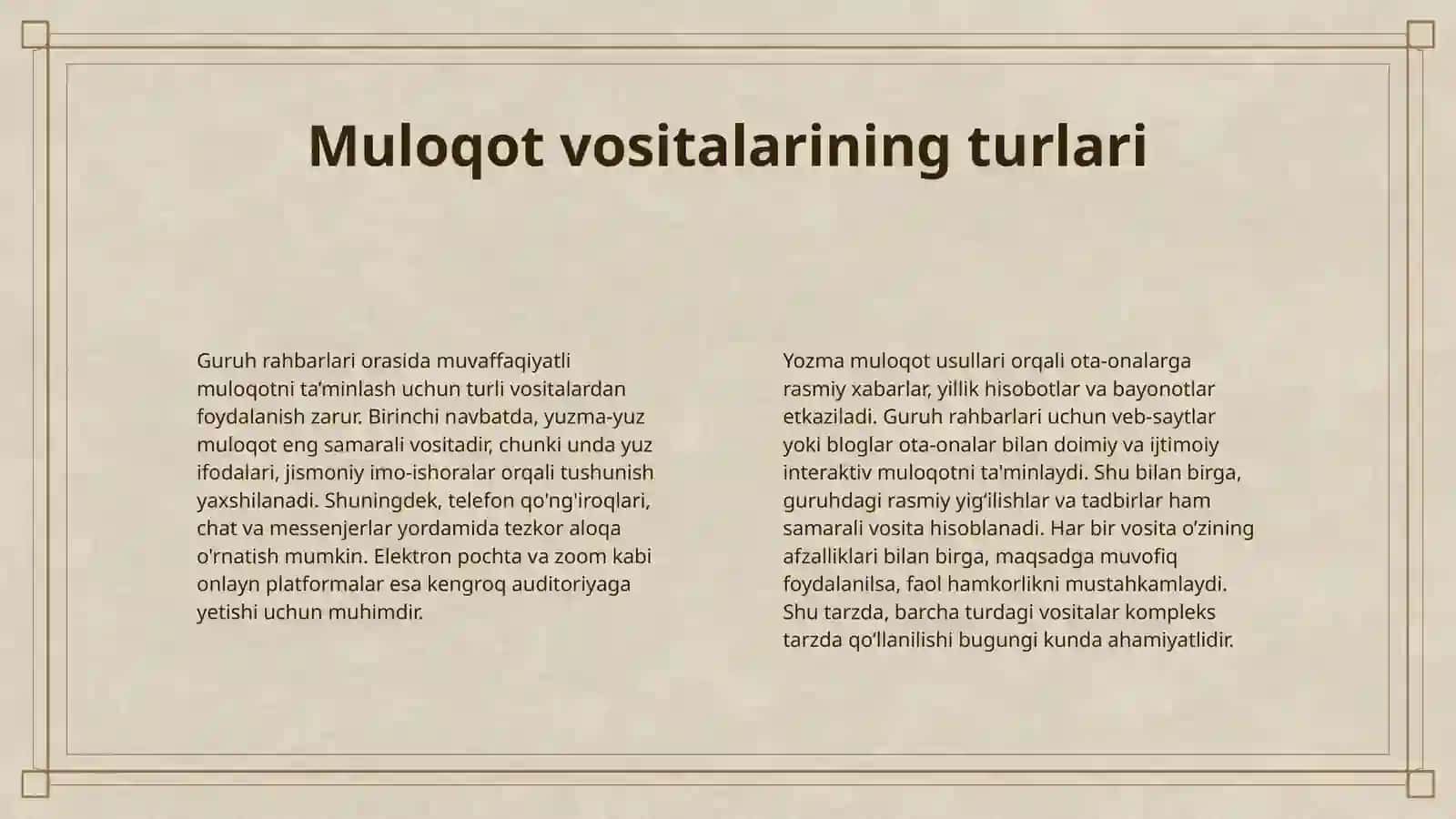 GURUH RAHBARINING OTA-ONALAR BILAN OLIB BORADIGAN ISH SHAKLLARI 4
