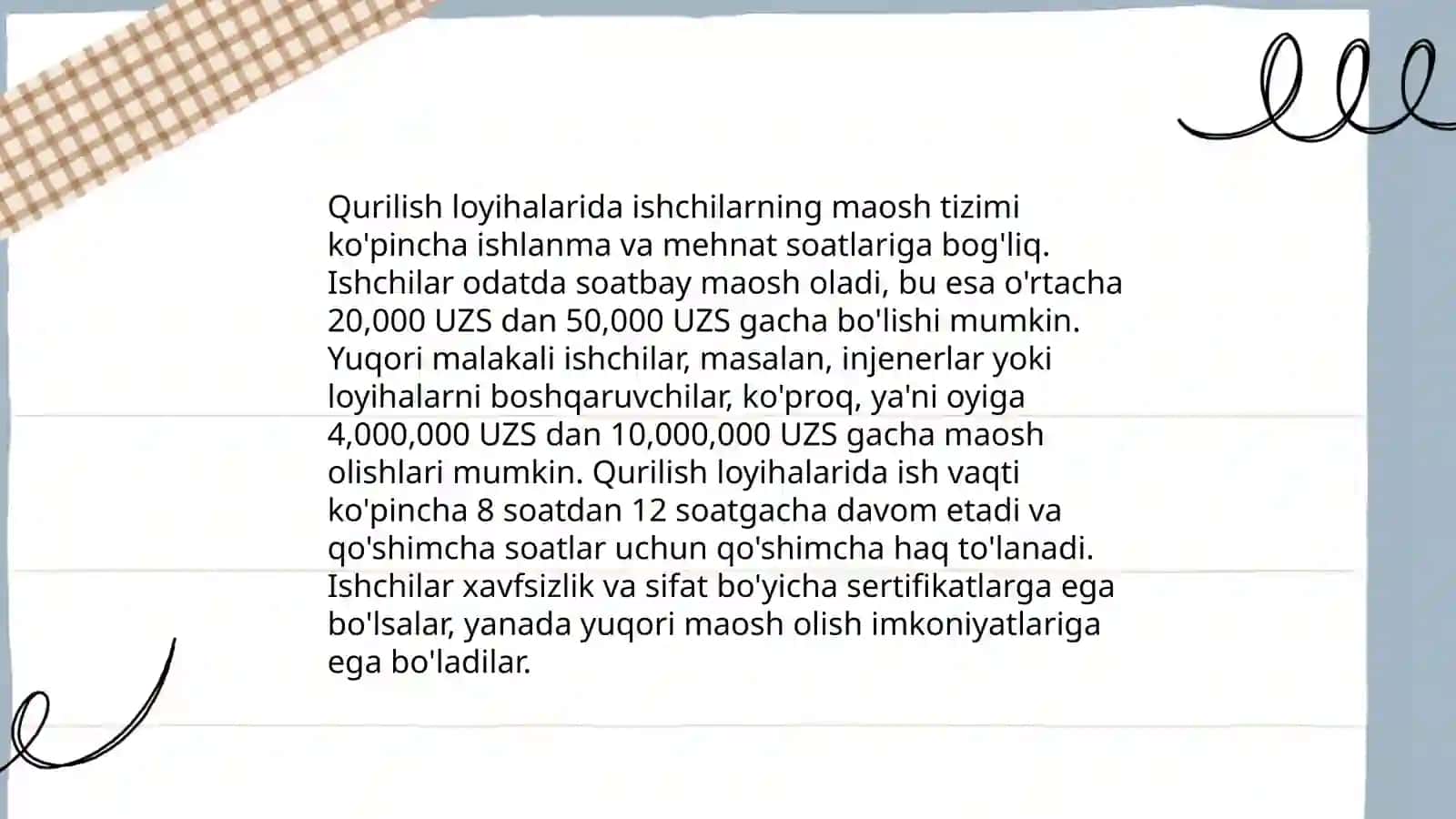 Qurilishda mehnatga haq toʻlash 4