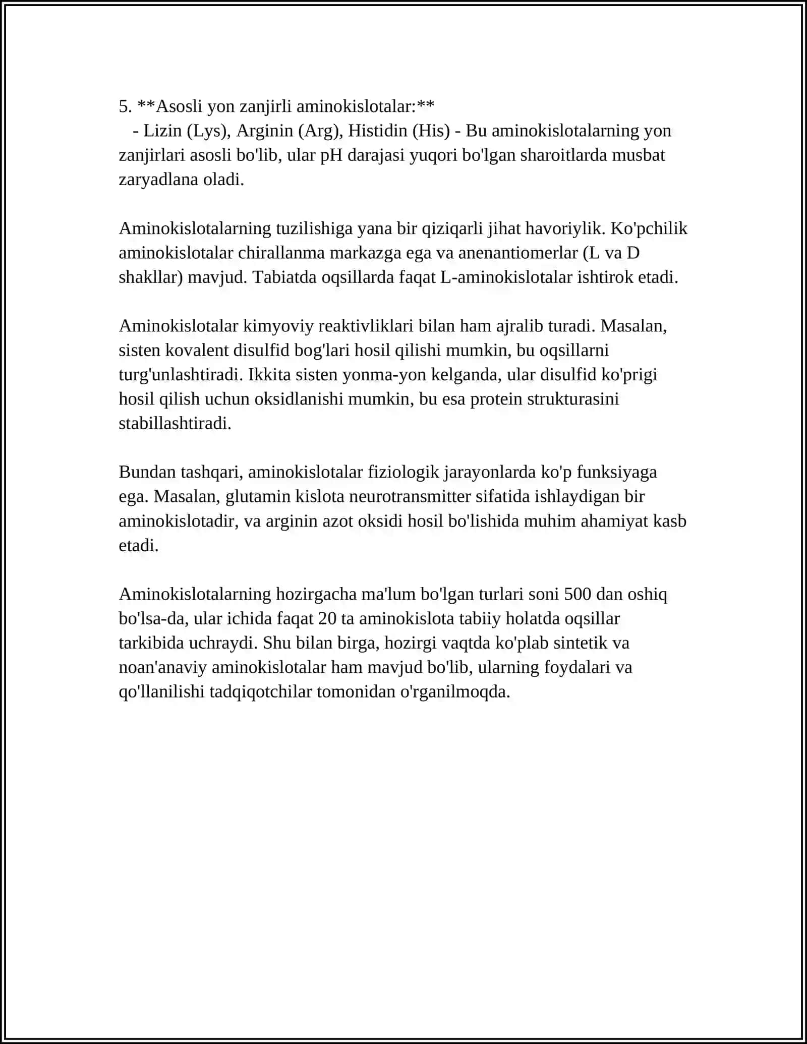 AMINOKISLOTALARNI KIMYOVIY XOSSALARI 4