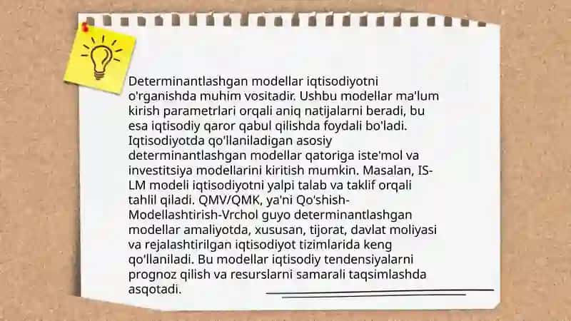 Iqtisodiy tahlilda stoxastik va determinantlashgan modellarning qo'llanilishi 4