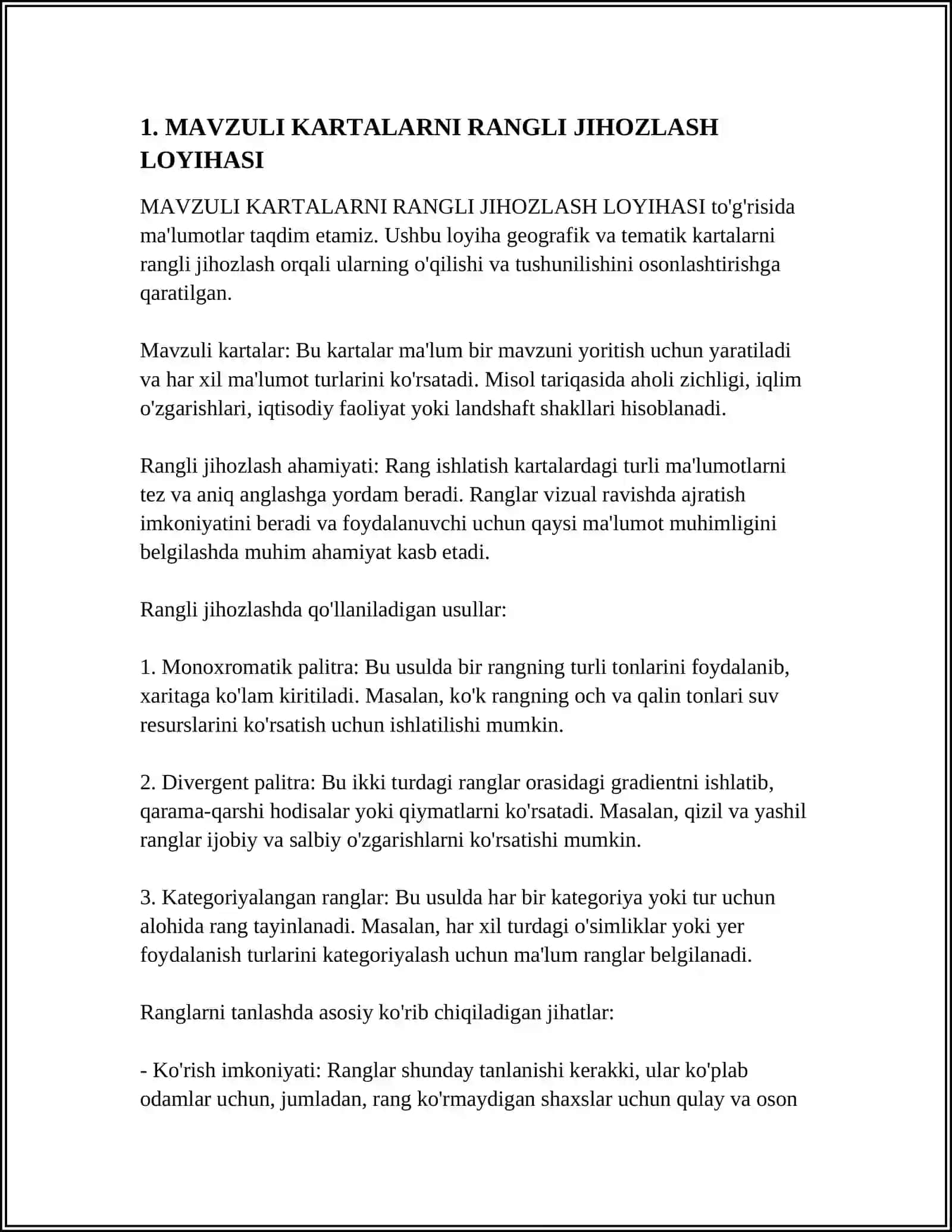 MAVZULI KARTALARNI RANGLI JIHOZLASH LOYIHASINI ISHLAB CHIQISH 4
