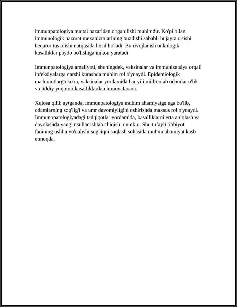 IMMUNPATOLOGIYA UNING OʼSMA HUJAYRALARI KELIB CHIQISHIDAGI AHAMIYATI 4