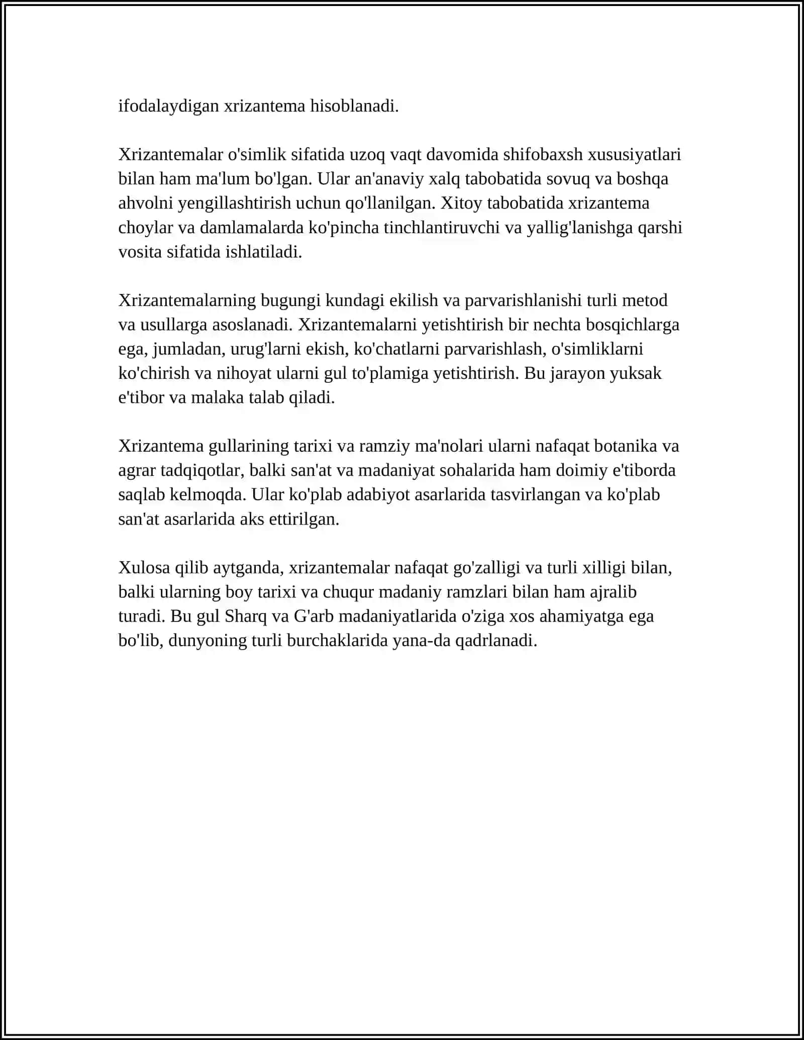 XRIZANTHEMA OSIMLIGI HAQIDA TOLIQ MALUMOT 4