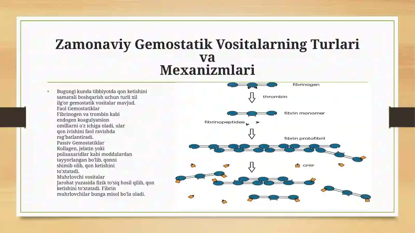Mahalliy gemostaz uchun zamonaviy dori-vositalar. Qon o‘rninibosuvchi suyuqliklar 4