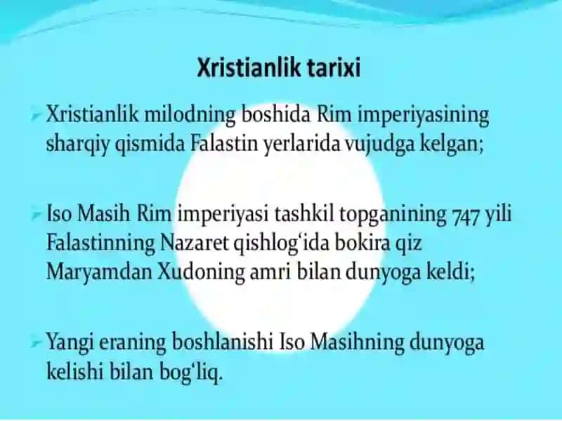 Xristianlik tari 'osimlari 4