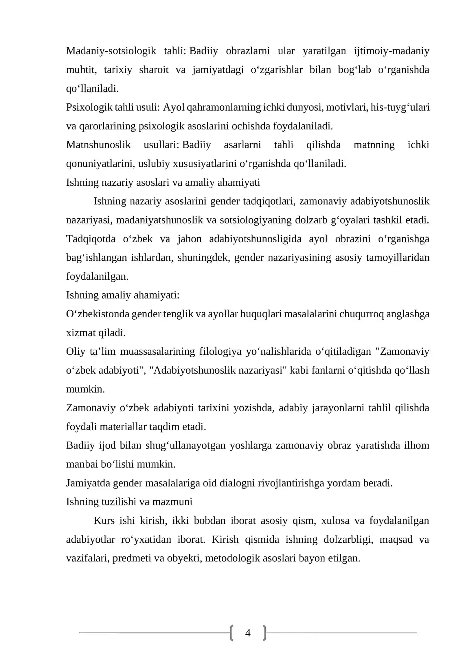 Zamonaviy Oʻzbek Adabiyotida Ayol Obrazlari Tipologiyasi va Badiiy Xususiyatlari 4