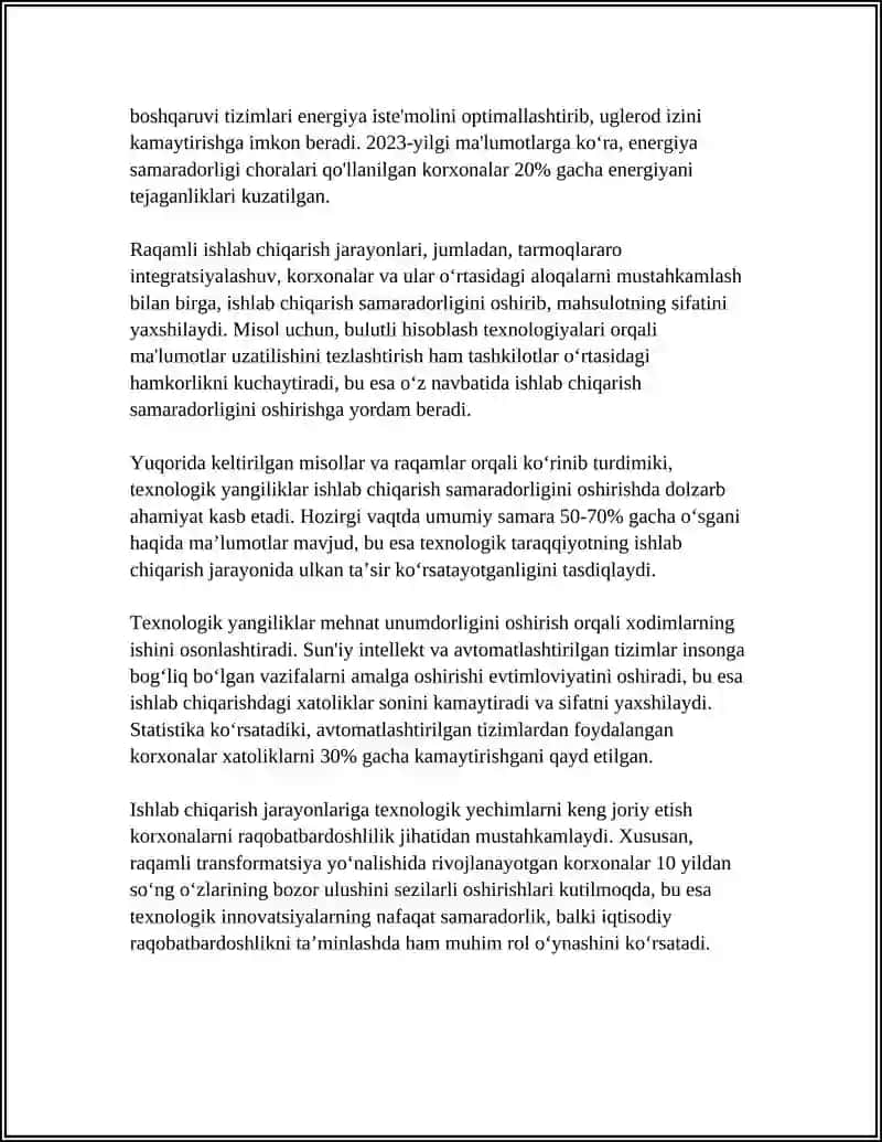 ISHLAB CHIQARISH JARAYONIDA TEXNOLOGIK TARAQQIYOTNING ROLI 4