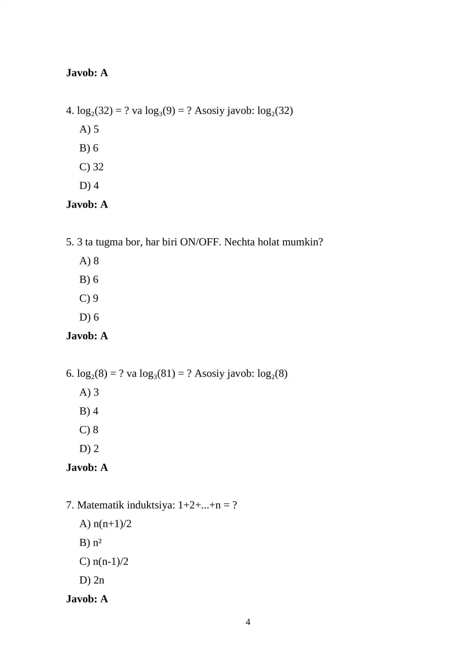 Matematika attestatsiya 2026 4