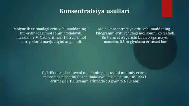 Suyuq eritmalar va ularning konsentratsiyasi 4