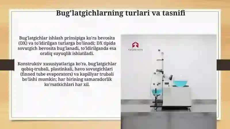 Zamonaviy bug'latgichlar va ularning texnik xarakteristikalari 4