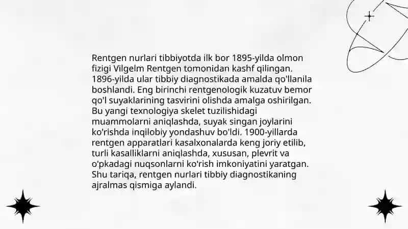 Rengen nurlarini oʻrganish tarixi 4