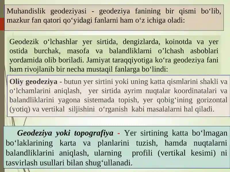 Geodeziya fani va uning ahamiyati ma'ruzasi 4