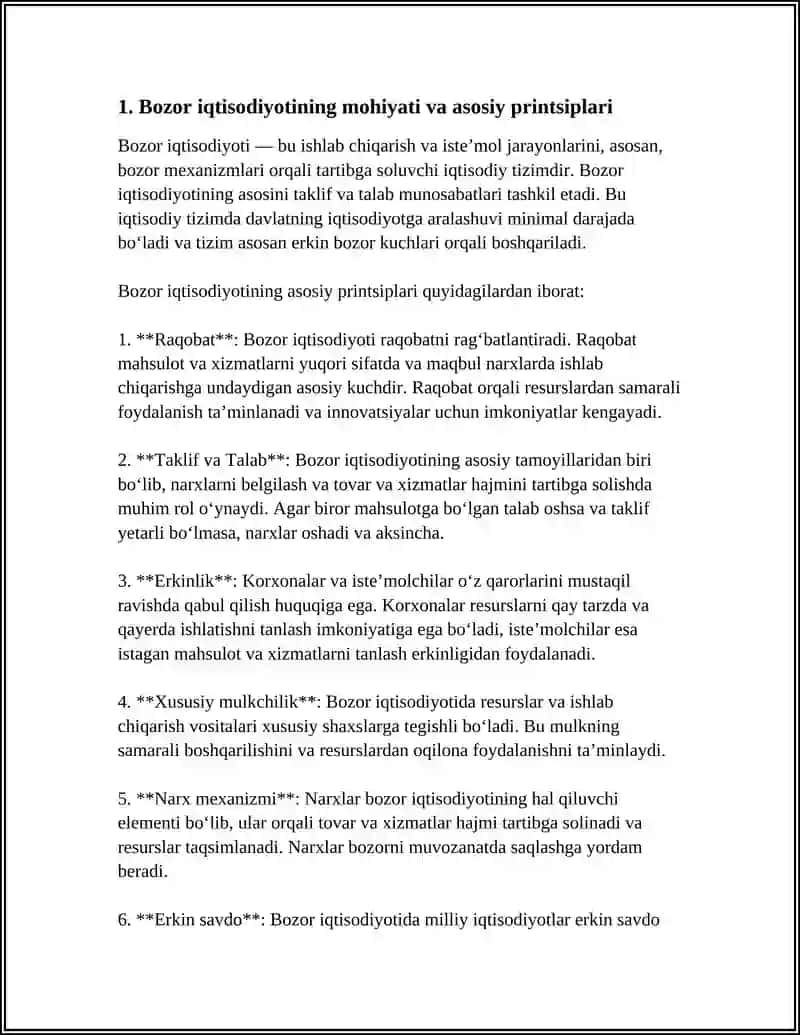 BOZOR IQTISODIYOTI MAZMUNI VA UNGA OʻTISH YOʻLLARI 4