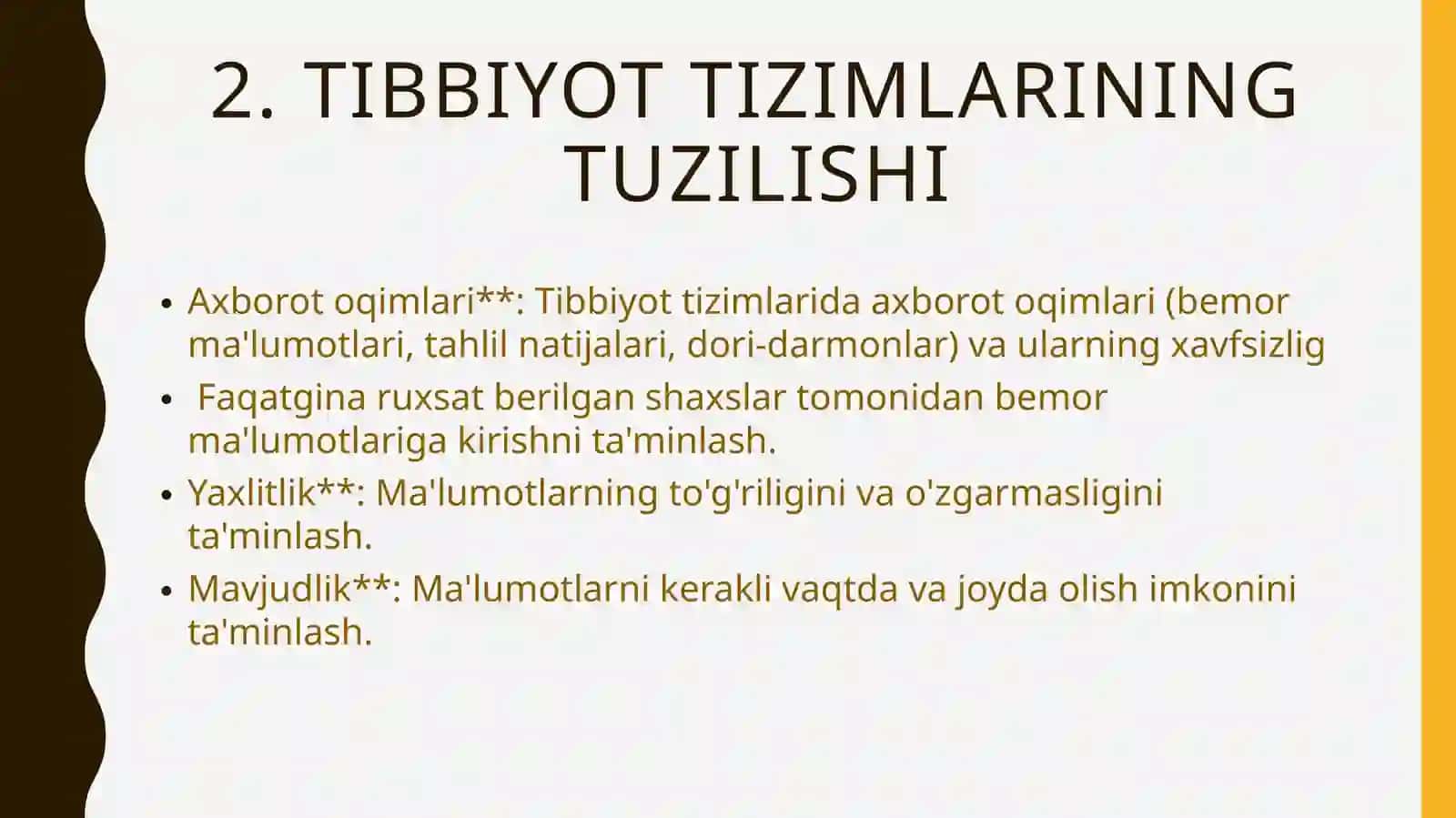 mAVZU: Tibbiyot tizimlarining axborot xavfsizligini ta'minlash 4