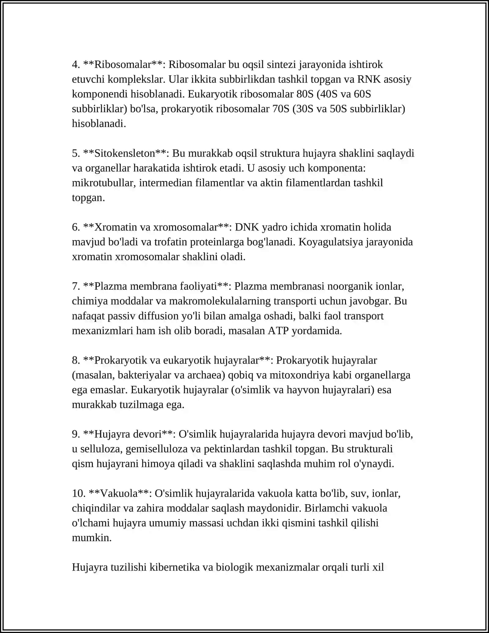 Hujayra Haqida Referat 4